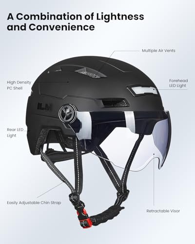 ILM Adult Bike Helmet with USB Rechargeable LED Front and