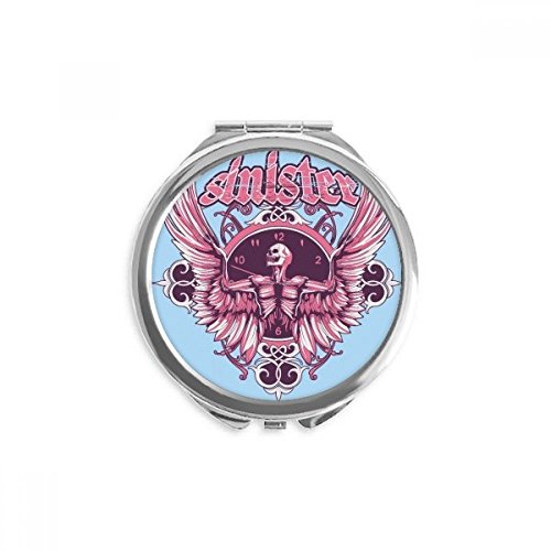 Horloge miroir rond graffiti de poche 2,6" pliable motif crâne