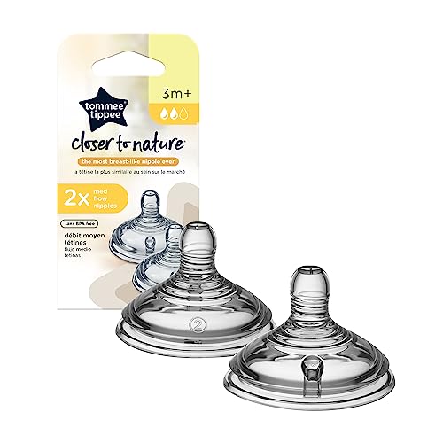Image of Tommee Tippee Closer to Nature Medium Flow Baby Bottle Nipples, 3+ months –2 Count(Pack of 1)