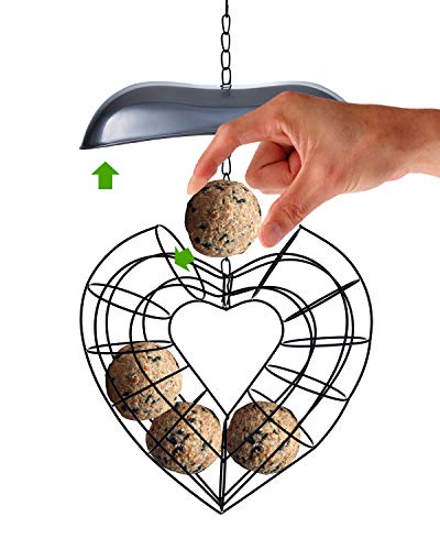 Kallak Hanging Wild Bird Feeder, Suet Ball Bird Feed Dispenser, Heart Shaped #TOP3