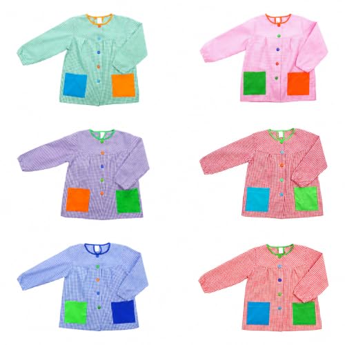 Miniatura 6 de Etrexonline Bata Escolar Unisex Para Niños Y Niñas - Uniforme Infantil Para Guardería Y Colegio Con Botones, Duradero Y Cómodo - Azul, 9-10 Años Talla 10