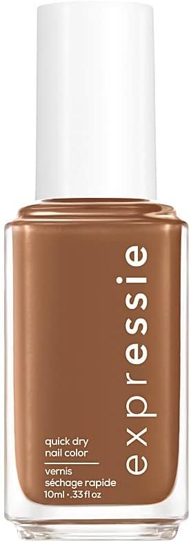essie Expressie Nail Polish Quick Dry Formula, No Base Coat and Top Coat Needed, Vegan, Angled Brush, Caramel Brown Nail Varnish 70 Cold Brew Crew