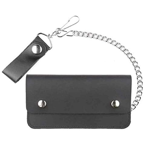 Mascorro Men's 8 in Trucker Biker Chain Wallet, Black Genuine Leather TW401-23 Cover