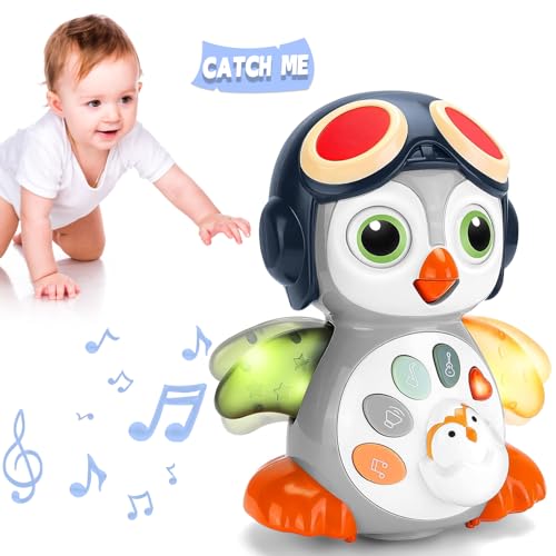 Crawling Penguin Baby Musical Toys - Tummy Time Toy for Infant 0-3 0-6 6-12 12-18 Months Music Learning Crawl Interactive Development Toy Age 1 2 4 7 8 9 10 11 36 Month Toddler Boy Girl Birthday Gift
