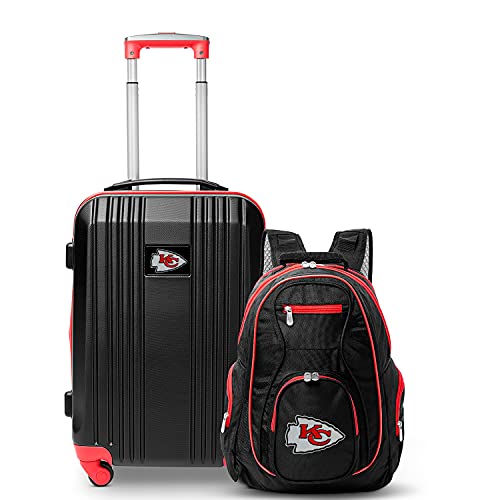 Denco Kansas City Chiefs 2-Piece Luggage Set, Includes 21-inch Two-Tone Hardcase Spinner and 19
