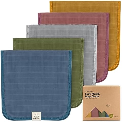 KeaBabies LumiSoft Organic Muslin Burp Cloths 5-Pack Cover