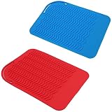 Silicone Estera Resistente al Calor Salón para Planchas Almohadilla de Aislamiento Térmico Antideslizante de Silicona Multifuncional para Secador de...