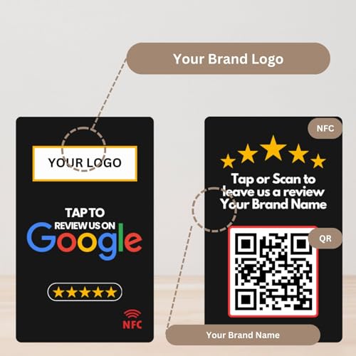 Image of Review NFC Card | with QR | Customized with Logo | 4K UV Printed | Black