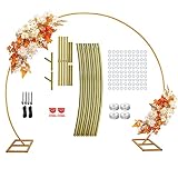Round Balloon Arch Stand with Base Adjustable, 9.5ft x 7.2ft Gold Metal Circle Balloon Garland Stand