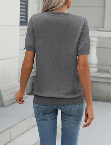 Image of Zeagoo Womens Summer Short Sleeve Tops Crew Neck Lightweight Pullover Sweaters Loose Dressy Casual Blouse Basic Clothes