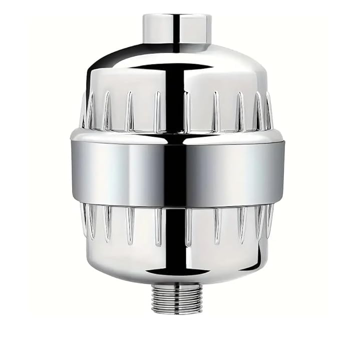 BUNDLEPRO 15-Stage Shower Filter for Hard Water - High Output Tap Water Softener for Hair Fall Control & Glowing Skin - Chlorine & Heavy Metal Remover - Universal Fit Chrome Bathroom Purifier