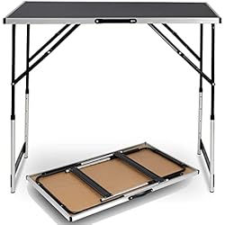 eSituro Mesas Camping Plegable y Portátil, Mesa de Picnic Rectangular, Multifuncional Mesa Plegable de Aluminio de Peso Ligero, con Altura Ajustable (73-94 cm), 100x60 cm, SCPT0001