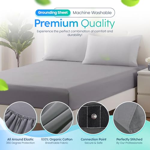 EarthNest Grounding Sheets King Size – Organic Cotton with 10% Pure Silver Fiber Grounding Bed Sheet with Cord for Better Sleep and Wellness Therapy by EarthNest - Image 7