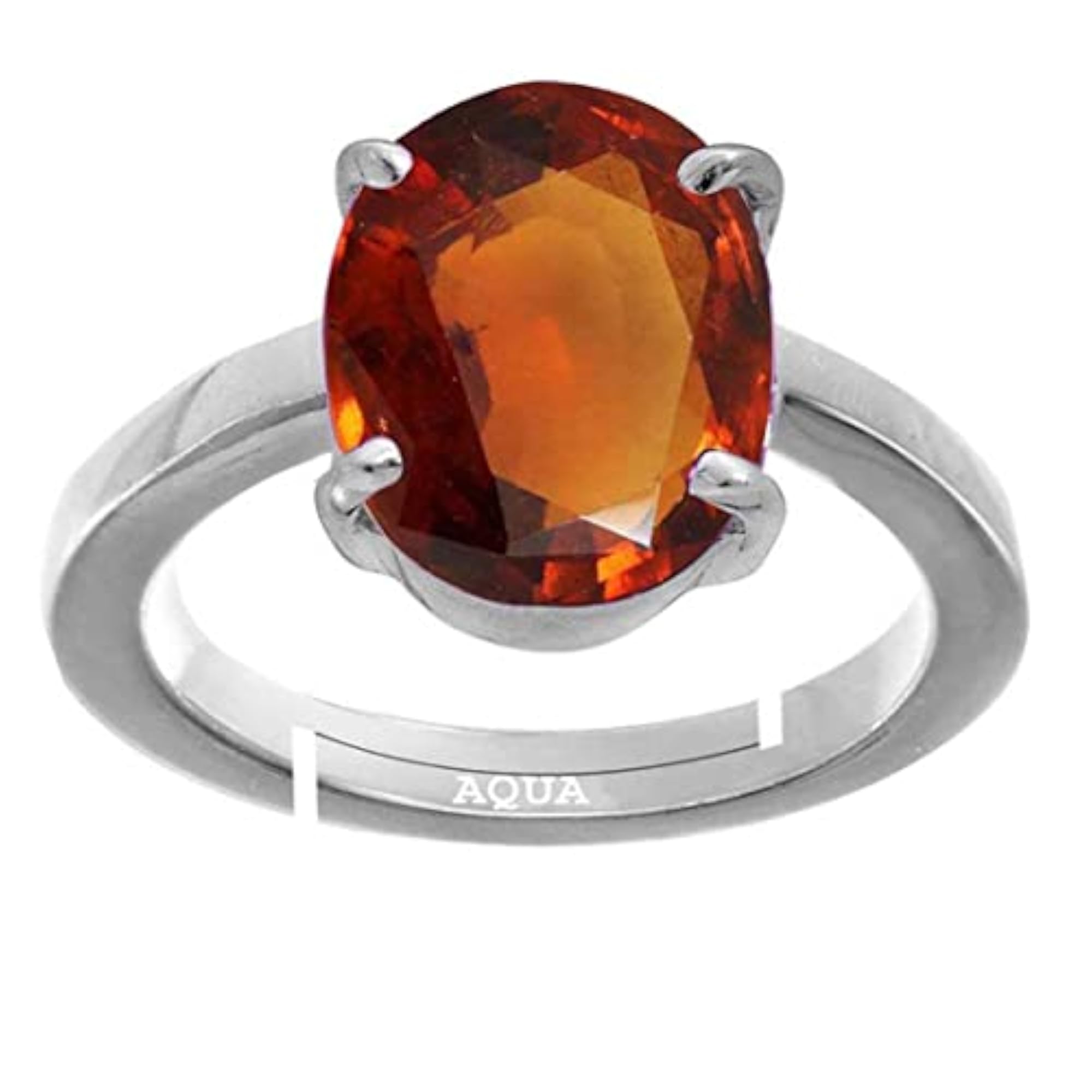Women's Hessonite 925 Sterling Silver Adjustable Ring, Astrological Gemstone