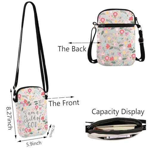 TSOTMO I Am a Child of God Crossbody Bag Child of God Nursery Floral Gift for Women Best Friend2