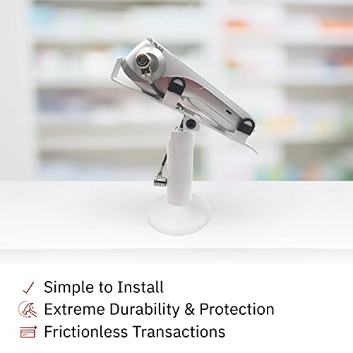 DCCStands Pax A920 / A920 Pro 7\" Swivel and Tilt White Metal Stand with Anti-Theft POS Device Terminal to Stand Security Tether Lock - Thumbnail 5