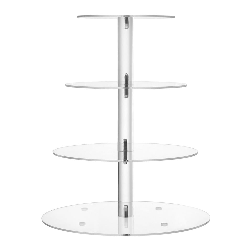 Générique Présentoir à gâteaux en acrylique à 4 niveaux, support rond pour gâteaux et desserts, tour à pâtisseries, pour mariage, anniversaire, fête et barbecue