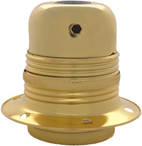 Edison Screw (E27) Metal and Ceramic Earthed Lampholder in Polished Brass Finish