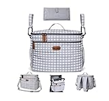 NOYMAK Bolsa Carro Bebé Impermeable de Gran Capacidad (22L), Incluye Cambiador, Interior Térmico, Bolso Organizador para Carrito con Ganchos Universales y Accesorios
