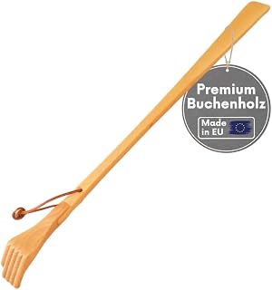 Schuhlöffel 59 cm extra lang – Holz-Schuhanzieher aus Buchenholz mit Rückenkratzer • Anziehen ohne Bücken • Ideal für Senioren, Schwangere & Menschen mit Bewegungseinschränkung • Made in EU