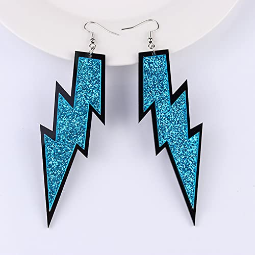 Gbahfy Multicolor 80S Neon Earrings Acrylic Exaggerated Women Lightning Bolt Dangle Earrings Halloween Jewelry 80'S Party (Blue) #TOP4