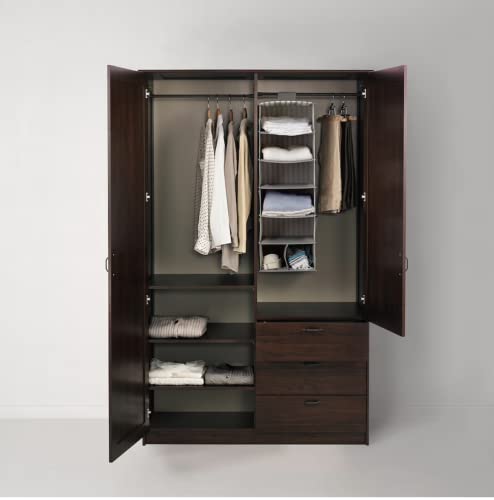 Image of MARIAS KOMMERCE MUSKEN Wardrobe with 2 Doors+3 Drawers, brown124x60x201 cm (48 7 /8x23 5 /8x78 7 /8 inch) (Engineered Wood)
