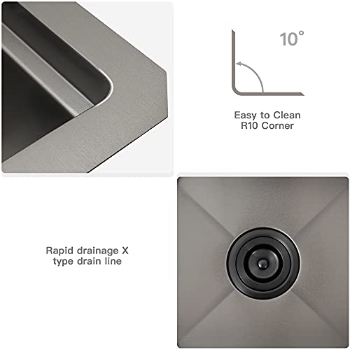 Monsinta Black Bar Sink, Undermount Bar Sink, 15" X 15" Small Bar Sink, Rv Sink, 16 Gauge Stainless Steel Workstation Kitchen Sink With Sink Protector, Cutting Board And Sink Drain Assembly #TOP4
