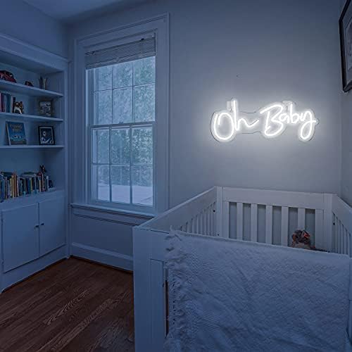 Oh Baby Neon Sign White Led Neon Wall Light Signs Letter Neon Lights for Bedroom Acrylic USB Neon Signs Wall Art for Bar Shop Wedding Party Home Decorations Girls Gifts