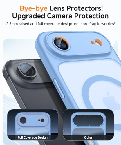 Image of CANSHN Magnetic Compatible with iPhone Air Case(6.5 Inch), Upgraded [Full Camera Protection] [Compatible with Magsafe] [Translucent Matte] Shockproof Phone Cover for iPhone 17 Air Case,Light Blue