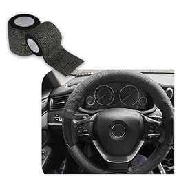 OFBAND 2PCS 14.76Ft Steering Wheel Wrap Tape No-Slip,Sweat Absorption Steering Wheel Tape for Protection Self Adhesive,Universal Car Wheel Cover Car Accessories Fit Car Truck SUV (Black)