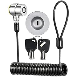 I3C Candado de seguridad para computadora portátil con cable de combinación de llave digital de 4 dígitos con barril, color plateado/negro