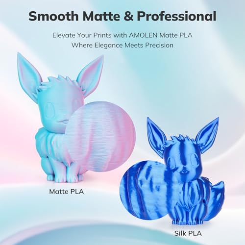 Image of AMOLEN Matte PLA 3D Printer Filament Bundle, Dual Color PLA Filament 1.75mm Pack, Smooth Finish Fast Color Change 3D Printing Filament for Most FDM 3D Printer, 200g X 4 Spools