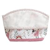 Trousse Porta Oggetti Neonato "Favola" da Ricamare a Punto Croce – Busta Igiene Bimbo in Cotone e Spugna, Tela Aida 55 Fori, Interno Impermeabile (05 Rosa)