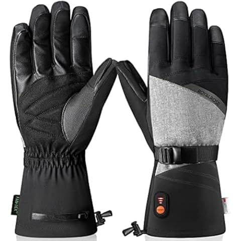 Royalrose Heated Gloves for Men Women, 7.4V 3000mAh Battery Rechargeable Heated Ski Gloves Touchscreen Waterproof Electric Heated Work Gloves for Winter Outdoor Skiing Hiking (Medium) Cover