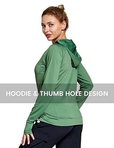 Fitst4 Womens Upf 50+ Sun Protection Hoodie Jackets Full Zip Long Sleeve Fishing Hiking Shirt With Pockets Green Size M #TOP1