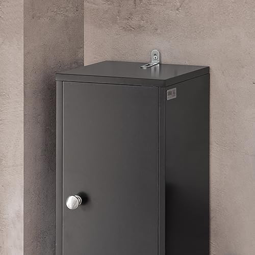 SoBuy BZR34-SCH Szafka łazienkowa Wysoka z 5 półkami rRegał łazienkowy z 1 szufladą i 2 drzwi 20 x 180 x 20 cm,Czarny