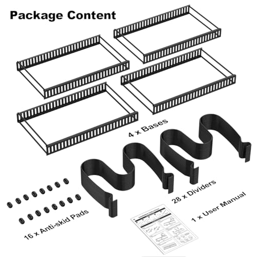 Housolution 2 Pack Pot and Pan Organizer Rack, 12\"-23\" Expandable Pot Lid Organizer with 14 Adjustable Dividers, Pan Holder Storage Rack for Kitchen Cabinet, Black - Thumbnail 7