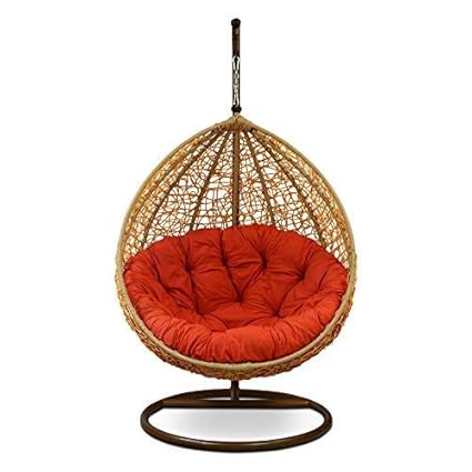 CITE Leaf Single Seater Swing Chair with Stand & Cushion & Hook Outdoor || Indoor || Balcony || Garden || Patio || Living || Room Home Improvement (Standard) Orange
