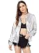 ROMWE Women's Clubwear Jacket Long Sleeve Lightweight Zipper Metallic Hooded Jacket Outwear Sliver Small