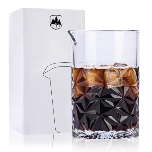 Heavy Base Seamless Crystal Cocktail Mixing Glass 24oz Bartender Tool | Thick Walls, Nonslip Grip, Wide Mouth, Fits Strainers, For Whiskey, Martini, Old Fashioned, Home bar, Pro & Gift.