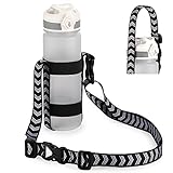 EasyAcc Water Bottle Carrier Strap Portable Fit 12oz to 64oz, Adjustable Shoulder/Handle Strap with Carabiner, Hands Free Water Bottle Sling for Kids Men Women Walking Hiking Outdoor (Bottle Excluded)