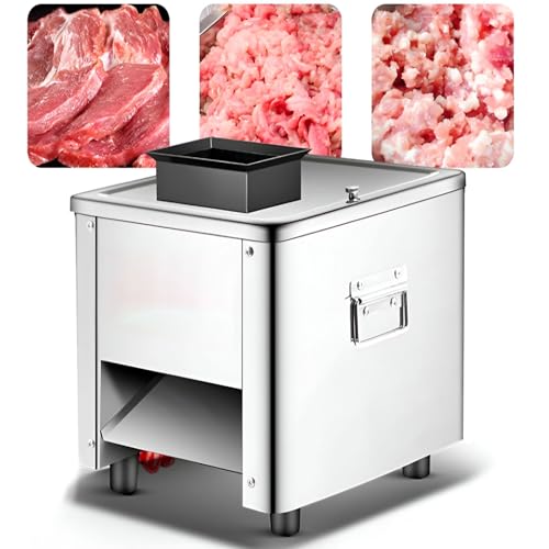 AIZYR Máquina Cortadora De Carne De Acero Inoxidable Rebanadora De Carne, Máquina Cortadora De Tiras Rebanadora De Fiambres para Rebanadas Y Tiras,2.5mm Blade Distance