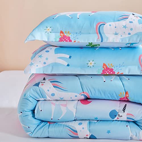 Yiyea Unicorn Full Size Comforter Sets For Girls - 3 Piece Brushed Microfiber Kids Bedding Set For Teen Girls, Soft, Comfortable, And Machine Washable, Suit For All Season (Pink/Blue, Full) #TOP6