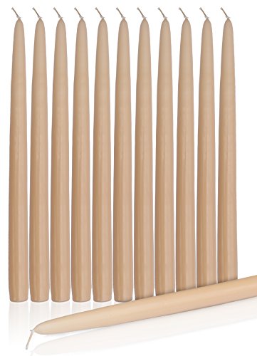 Bulk Dripless Taper Candles Tall Wedding & Home Decoration Candle Set of 144 (Beige (Sand), 8 Inc)