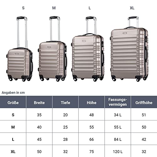 Juskys Ensemble De Valises Rigides 4 Pieces Serrure A Combinaison Roulettes Silencieuses 360 Poignee Telescopique Legeres Valises Couleur Champagne