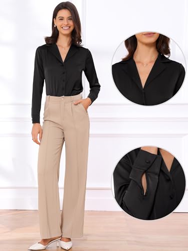Body de satén mujer manga larga camisa botones ropa elegante 2