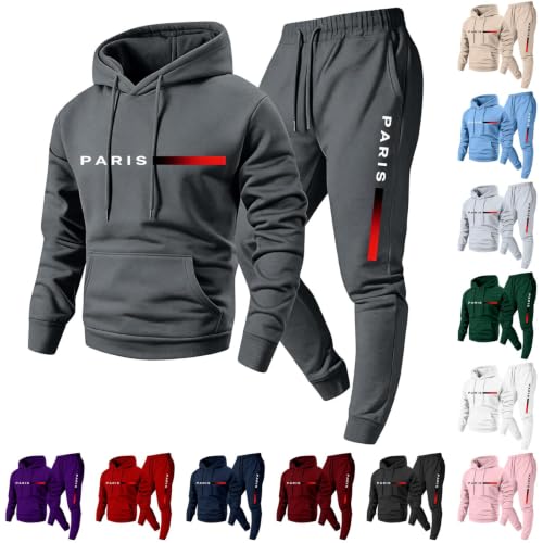 Sweat Set for Men Baggy Hoodies Fleece Sweatpants Joggers 2 Piece Sets - image 7
