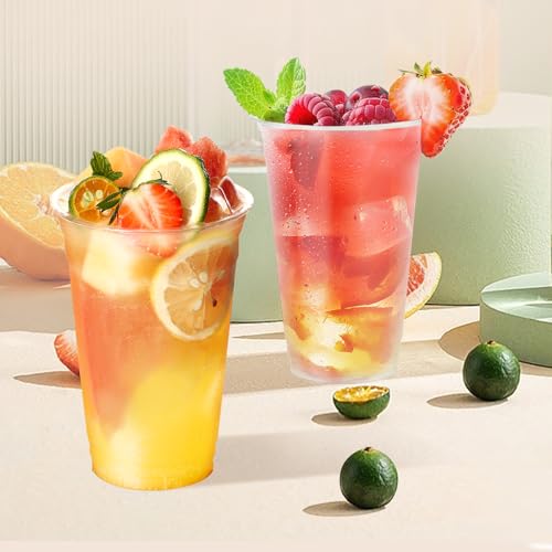 Clawsoff 100 Pack 16 oz Clear Plastic Cups, Disposable Plastic Party Cups, Cold Drinking Cups, PET Crystal Clear Cup Bulk, 16 oz Clear Cup for Travel, Office, Home - Thumbnail 4