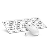 Kabellose Tastatur Maus Set, 2,4G Wireless Leise Maus und Kompakte Tastatur mit Deutsches QWERTZ Layout, Kleine Funktastatur für PC, Desktop, Laptop, Smart TV, Weiß