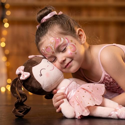 Gloveleya Baby Dolls Soft Snuggly Curly Hair Ballerina Doll First Baby Girl Gifts Plush Ballet Doll with Lace Mesh Dress Pink Ballerina Series by Gloveleya - Used condition - Image 4